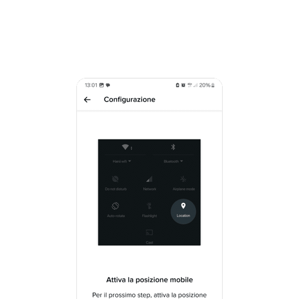Connettiti al wifi