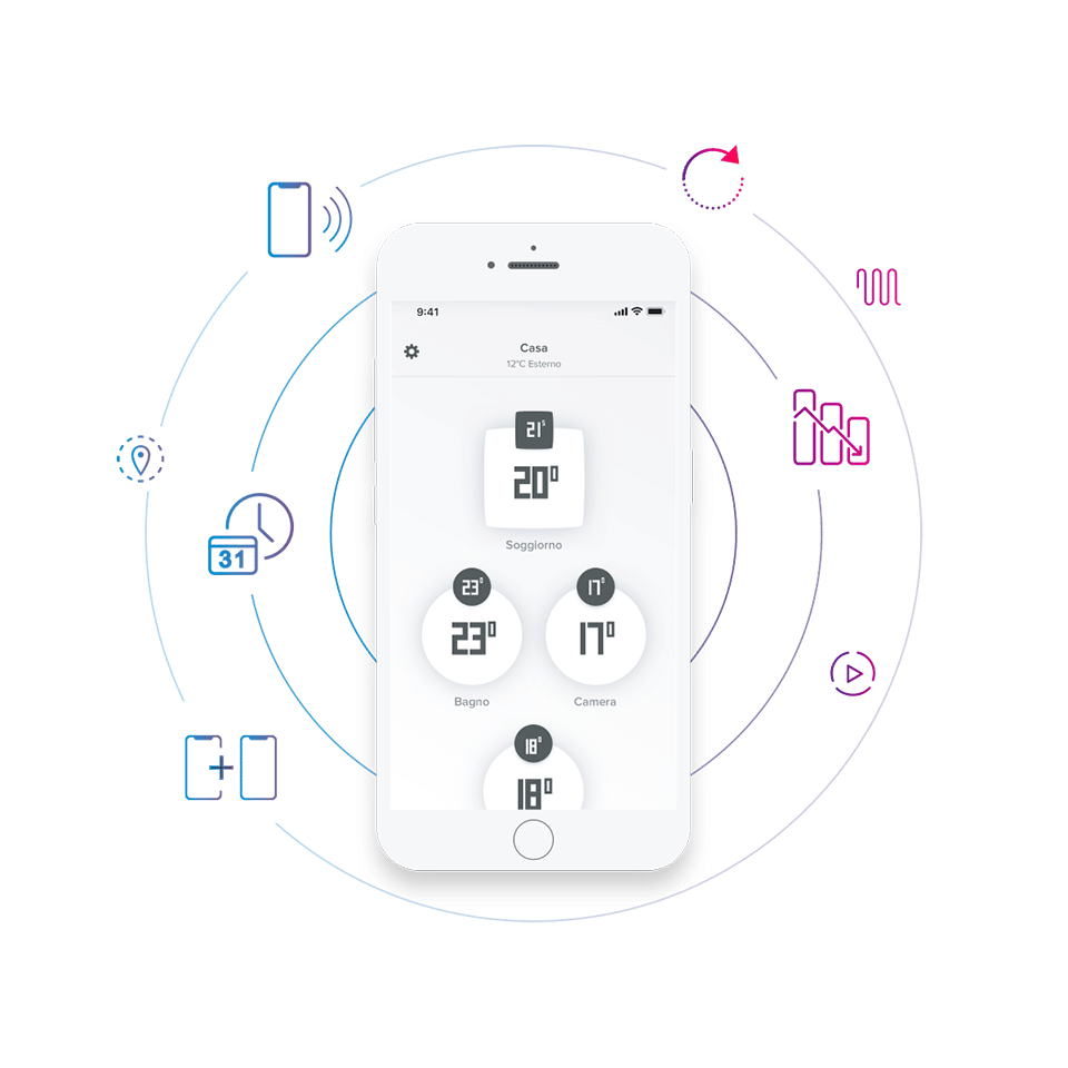 Schermata app termoregolazione